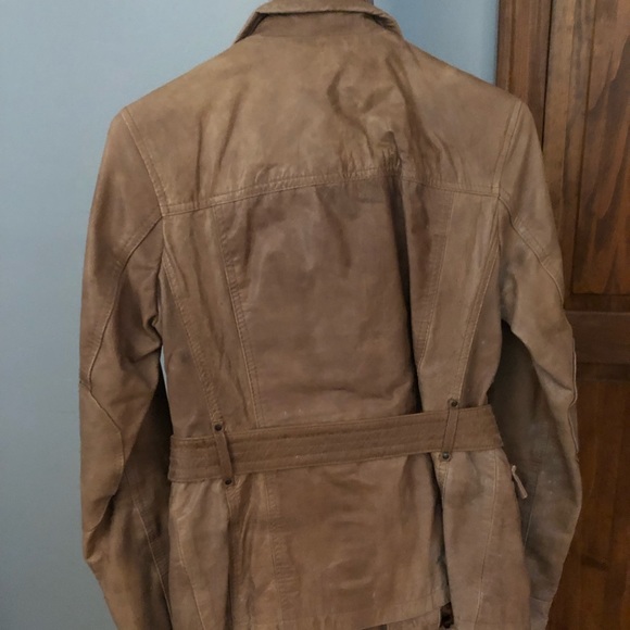 Pelle studio Brown belted leather jacket small - Picture 5 of 5